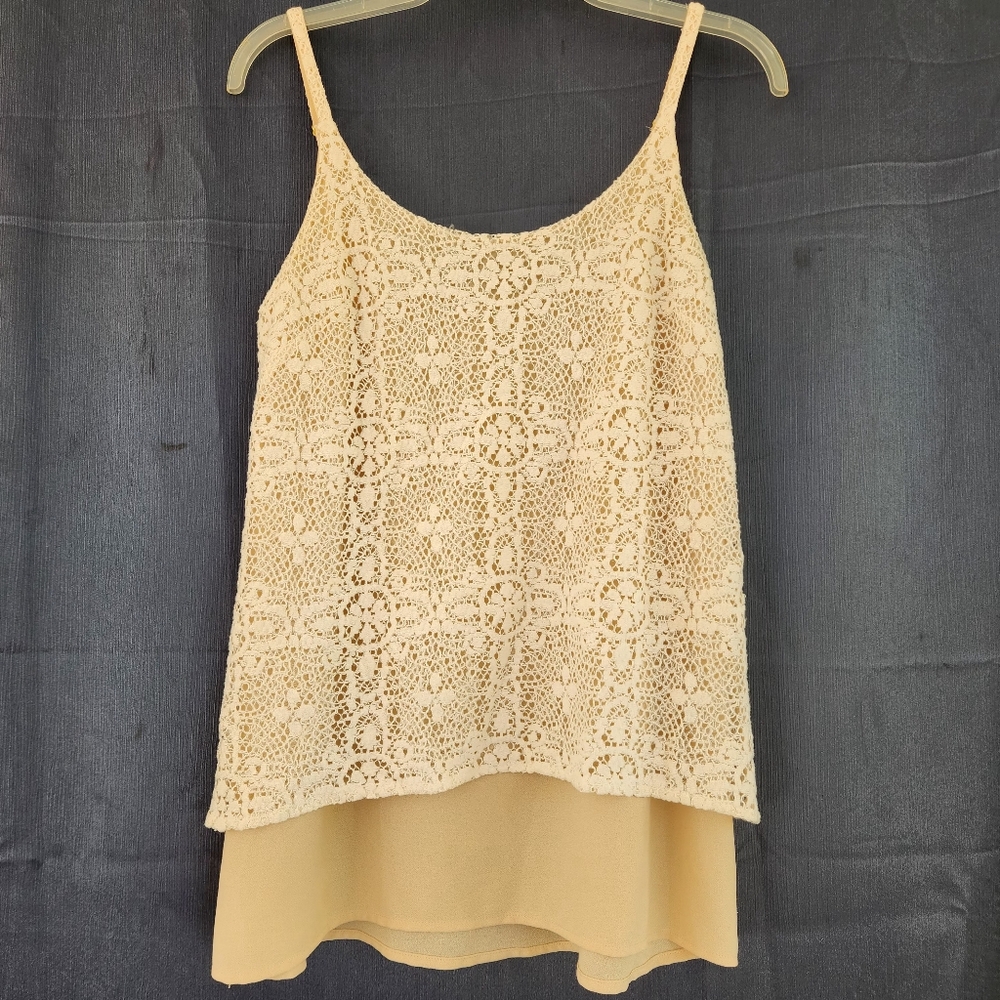 Cabi Lace Overlay Cami Tank | Size Small | Romantic Boho Boutique Style